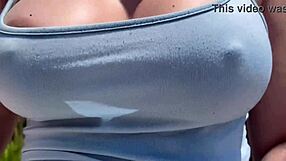 Walking braless outdoors my huge tits nipples hard af horny Italian milf vibes