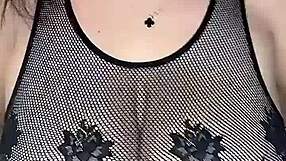 Mesh Stockings Hug Body During Huge Tits Fuck Above