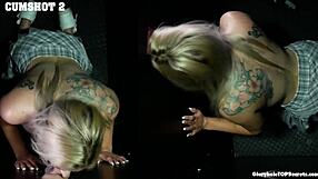 bambi swallows gloryhole cocks with cum flooding mouth and tongue