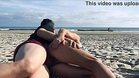 This wild stranger pulls me aside right by the coast guard on the beach for some risky fun