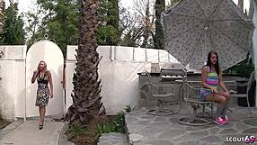 Mature wife seduces caught petite teen babysitter to ffm threesome husband fucks both