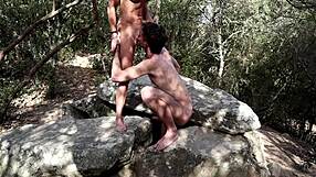 amateur skinny couple bangs on ancient dolmen deep in forest
