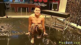 old man's mouth serves as golden shower urinal