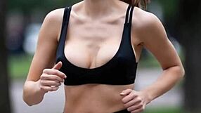 whoa these slutty runner girls flash perfect tits everywhere in public compilation