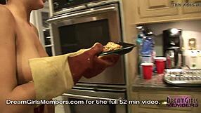 I'm cooking naked loving Raquel's big tanned natural tits