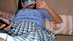 Step uncle creams her juicy pussy before school