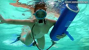 Minnie Manga Sucks Huge Dildo Deep Underwater in Bikini