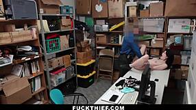 police catches shoplifting teen burglar punishes with bent over doggystyle garage fuck