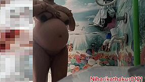 Bathroom Pussy Fuck Solo with Big Natural Tits Dripping Wet