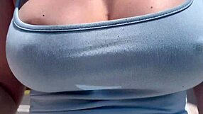 Walking braless outdoors my huge tits nipples hard af horny Italian milf vibes