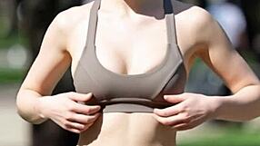 whoa these slutty runner girls flash perfect tits everywhere in public compilation