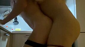 Stepmom's Big Natural Tits Bounce As She Fucks Stepson Hard In Kitchen