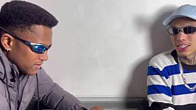 three young horny amateurs sharing a huge black cock in every hole?