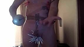 Femdom deepthroats bound slave cock then spanks toes hard!