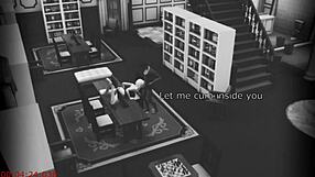 Cheating wife bends over for stranger fuck on library cam