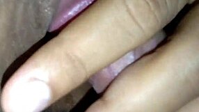 Room service babe catches my jerk off and strokes my shaved pussy cum all over her tight wet hole.