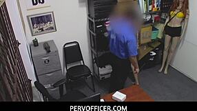 Pervofficer Brunette Teen Ava Eden Fucks Cop To Escape Garage Theft