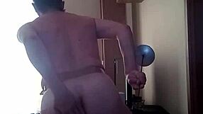 Femdom deepthroats bound slave cock then spanks toes hard!