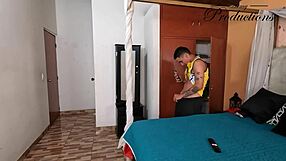 Roommate slurps huge cock after naked photo tease humiliation