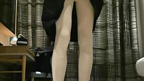 Femboy strokes off in black dress