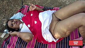 indian horney couple screams passion during wild outdoor nature fuck