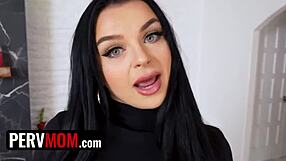 stepmother in panties rides stepson's cock cowgirl with dirty teasing and tan lines