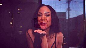 Busty Lexi Luna in glasses and stockings teases tight pussy up close in VR