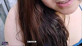 Horny Amateur Neighbor Prostitute Gives Free Outdoor Balcony Blowjob and Cum Swallow