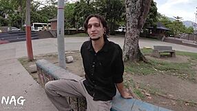 fake agent films slut on train station