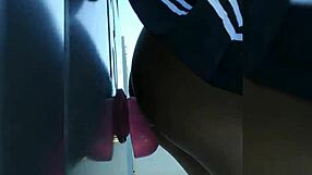 Pounding dildo hard outside neighbor's house