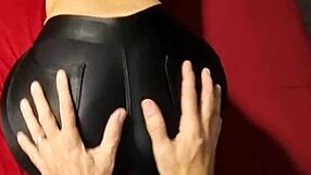 Sexy wife in nylons calls lover while curved cock bangs her