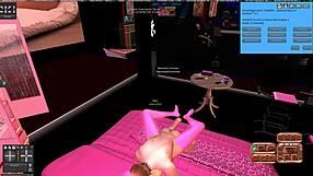 hot girl in pink gloves and boots fucks wildly in second life game