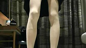 Femboy strokes off in black dress