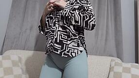 Thrilled Big Ass Latina Milf Teases Leggings Cameltoe Tits Vibrator