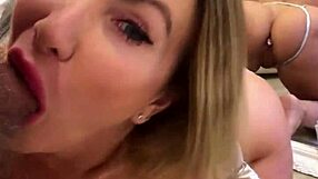 fucking sophie james' shaved pussy and deepthroating her big tits pov