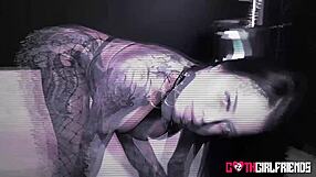 tattooed goth lacey jayne moans loud as big cock pounds her curvy ass and tits bounce hard