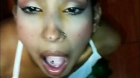 Rossy Bushy Ebony Tries Sexy Lingerie Then Fucks Full in Red