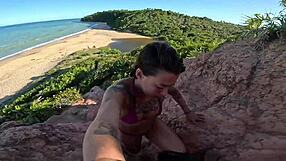 brazilian latina flashes big ass pussy public parapente blowjob