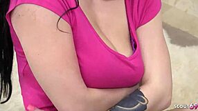 Black Haired Teen's Saggy Natural Tits Jiggle as Older Guy Picks Her Up for Raw Fuck Session