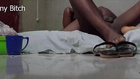 muscular african dick sat hard in skinny legs domination