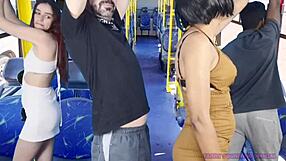 check out this big ass wife getting cumshot on bus skirt up public outdoor?