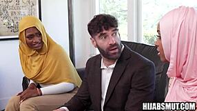 Stepdad Pounds Hijab Teen While Stepmom Grips Her Tight