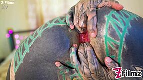 tattoo goth punk girl fingers pussy and ass then toys anal gaping prolapse