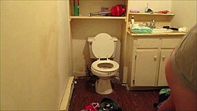 Teen Amateur Cums Hard Fingering Small Tits in Friend's Hidden Bathroom