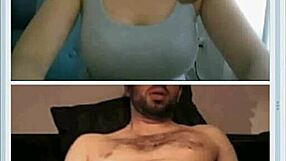 cute brunette teen flashes boobs on webcam and strokes stranger's cock to cum