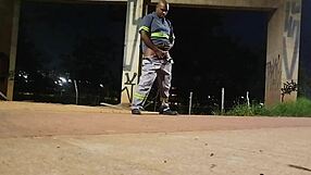 Street Masturbation in Uniform by Dark Skinned Woman