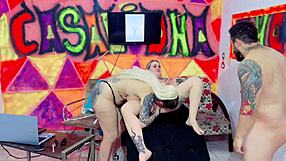 tattoo guys can't resist my pink pussy in studio chaos