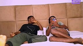 Threesome fun with two guys licking pussy then cumming on my ass