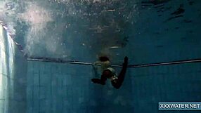 Hot hungarian teen petra spreads tight shaved pussy underwater poolside!