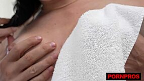 While Housekeeping Cleans, She Slams Guests' Horny Petite Tight Cunt Doggystyle with Monster Cock Cumshot